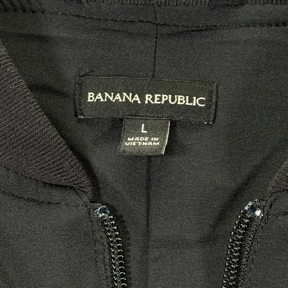 Banana Republic Mens Black Bomber Jacket Zip Front Casual Outerwear Size XL‎